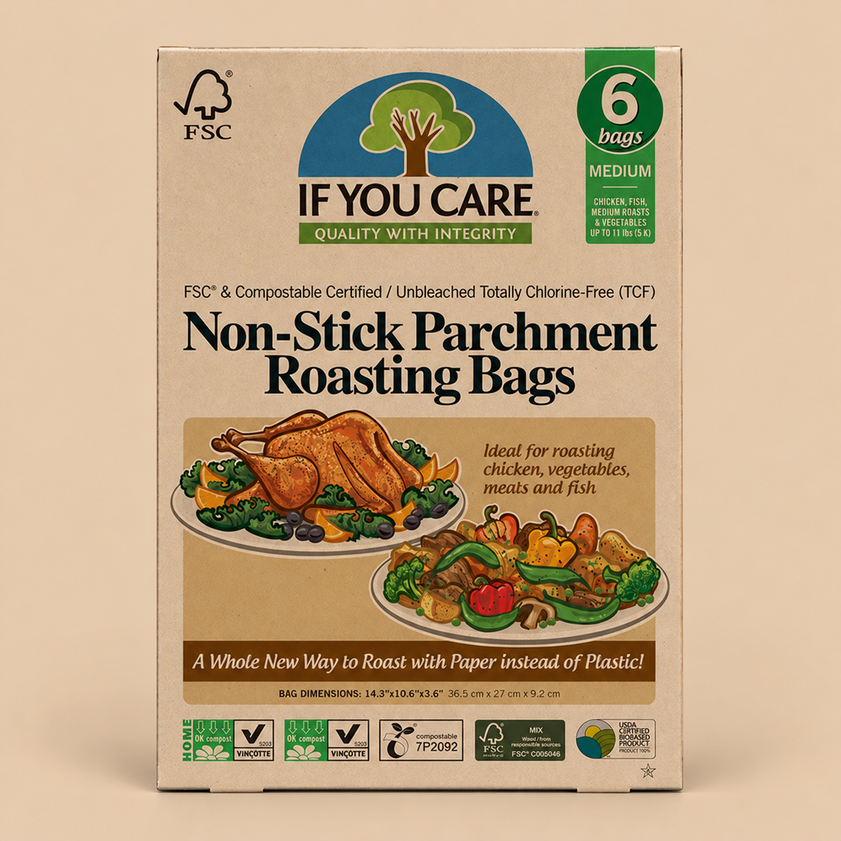 If You Care Non-Stick Parchment Roasting Bags – Medium, 6 Bags — product pack on a beige background