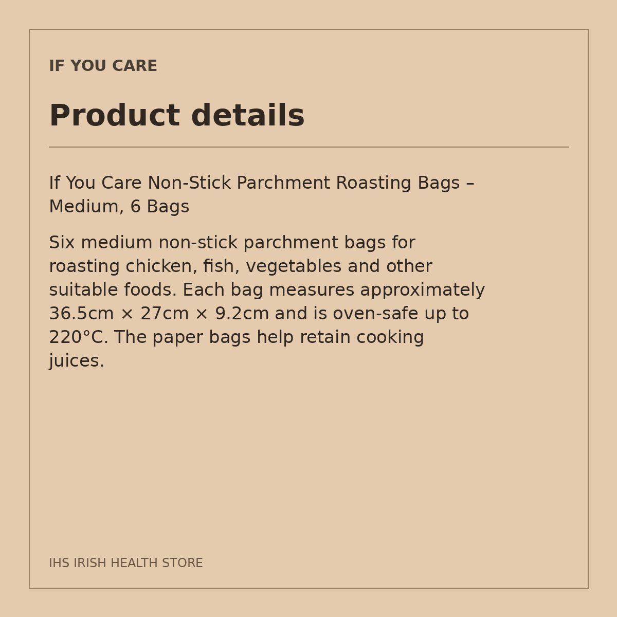 If You Care Non-Stick Parchment Roasting Bags – Medium, 6 Bags: product details