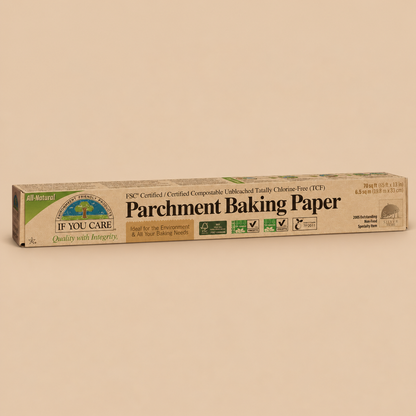 If You Care Unbleached Parchment Baking Paper – 19.8m × 33cm — product pack on a beige background