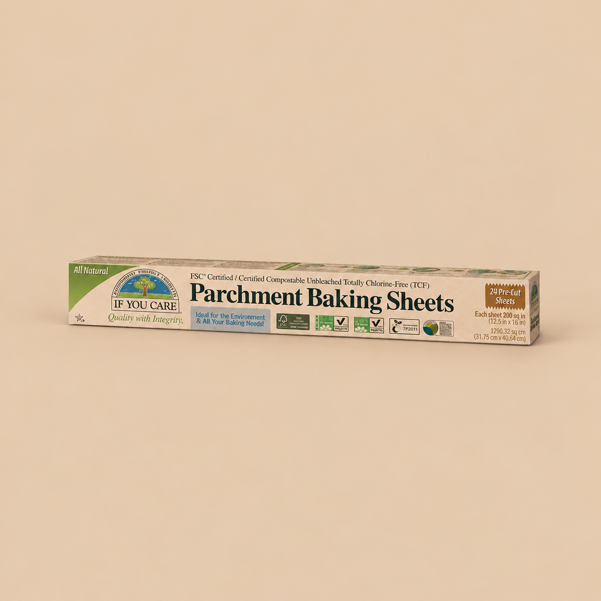 If You Care Unbleached Parchment Baking Sheets – 24 Sheets — product pack on a beige background