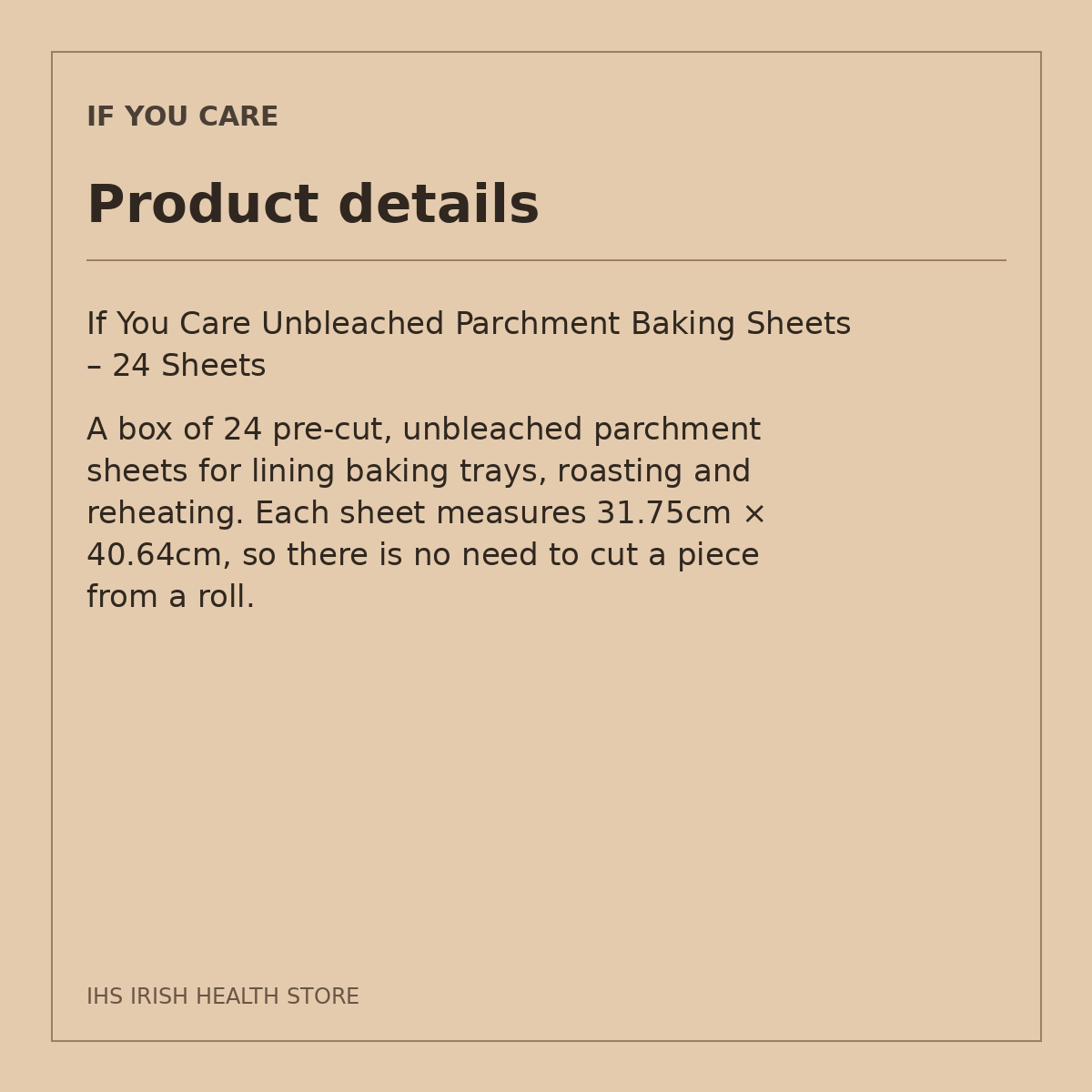 If You Care Unbleached Parchment Baking Sheets – 24 Sheets: product details