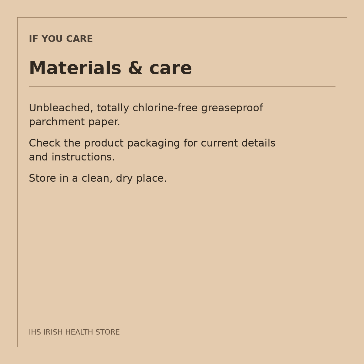 If You Care Unbleached Parchment Baking Sheets – 24 Sheets: materials & care