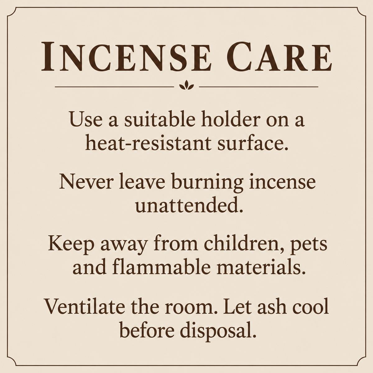 Be Kind Hollywood Frankincense & Myrrh Incense – 10 Sticks — Incense care: heat-resistant surface, supervision, ventilation and safe ash disposal