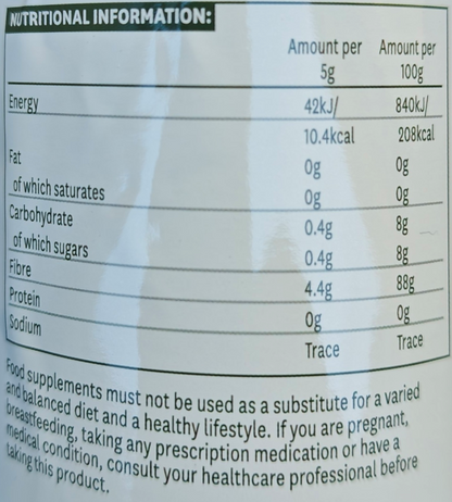 Nutritional information label on a product packaging