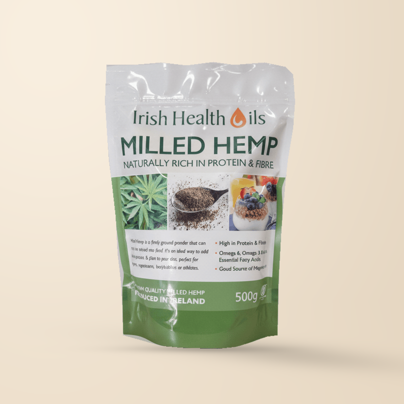 Irish Health Oils Milled Hempseed – 500g authentic product packaging