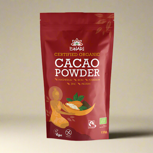 Iswari Fairtrade Organic Cacao Powder 125g Front Packaging