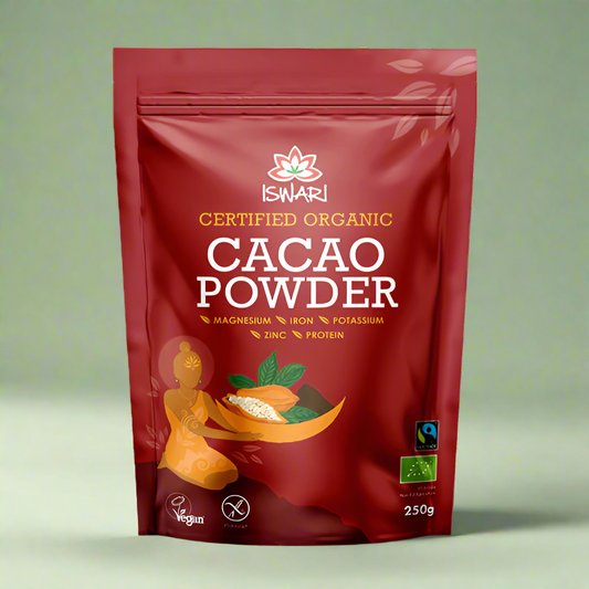  Iswari Fairtrade Organic Cacao Powder 250g Front Packaging
