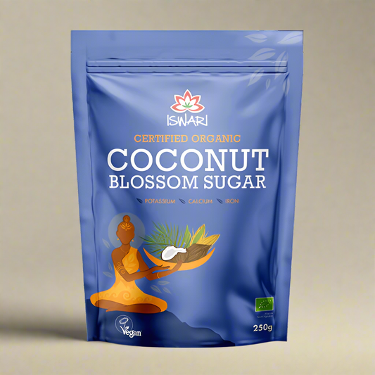 Iswari Organic Coconut Sugar 250g front packaging – IHS Irish Health Store