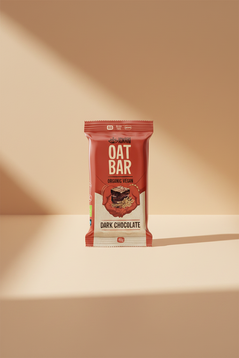 Package of Kwani Oat Bar Dark Chocolate on a white background