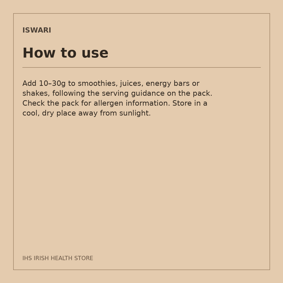 Iswari Organic Pea Protein Powder – 250g: how to use