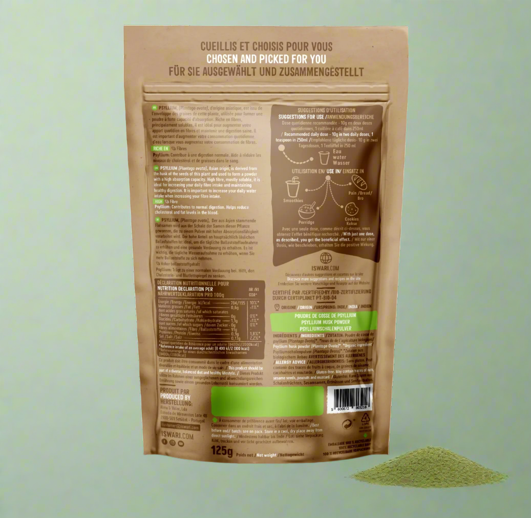 Psyllium Powder Nutritional Info and Ingredients – 125g