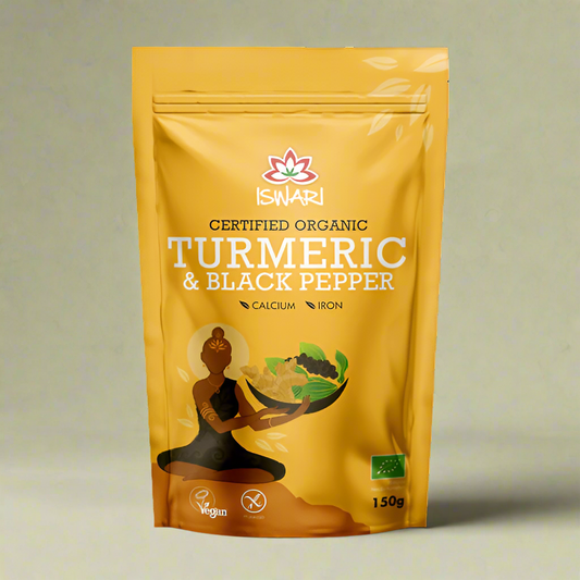 Iswari Organic Turmeric and Black Pepper 150g Front Label