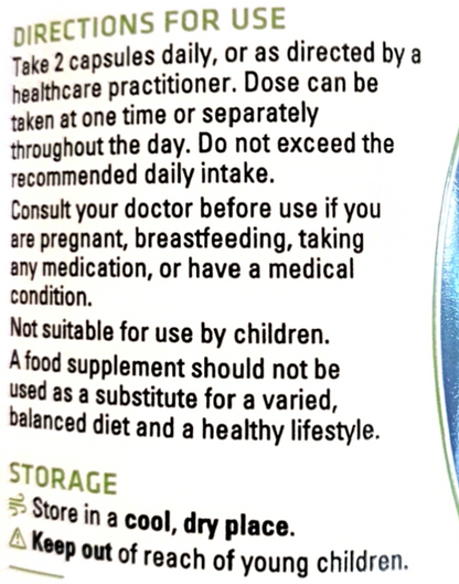 ITL Health Vitamin D Plus directions and storage label
