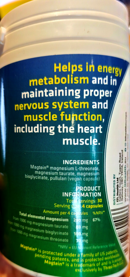 ITL MAGtrio Magnesium Bisglycinate Threonate and Taurate 120 capsules clean product image neutral background