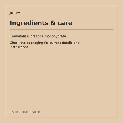 Juspy Creatine Booster 01 – 30 Sachets: ingredients & care