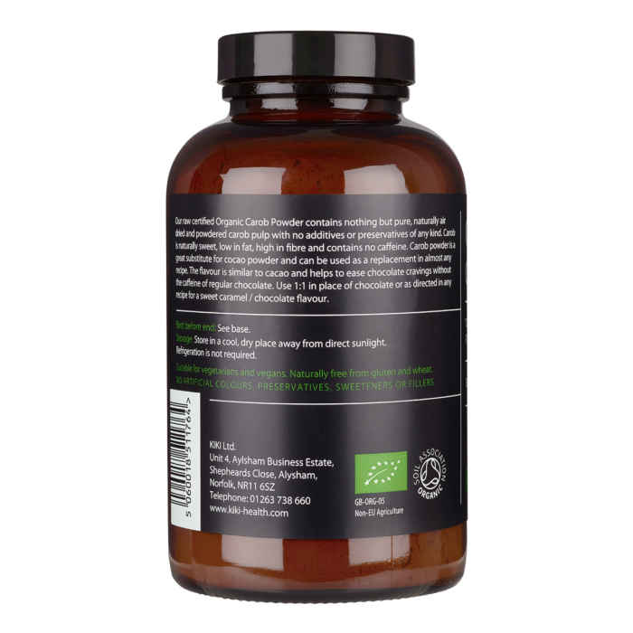 Kiki Organic Carob Powder 185g – Caffeine-Free Cocoa Alternative, Perfect for Baking & Drinks.