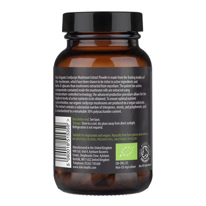 Kiki Health Cordyceps Powder 50g Jar with Open Lid