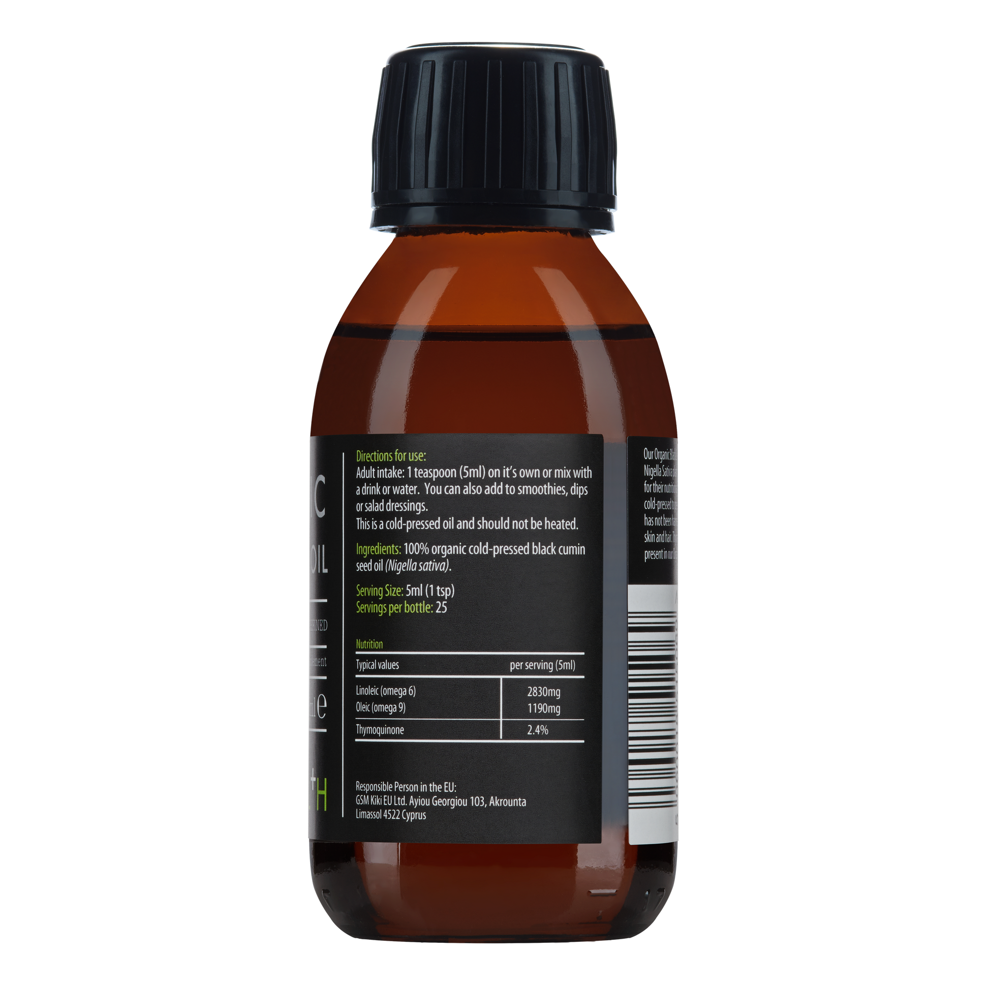 Kiki Organic Black Seed Oil 125ml Front Bottle