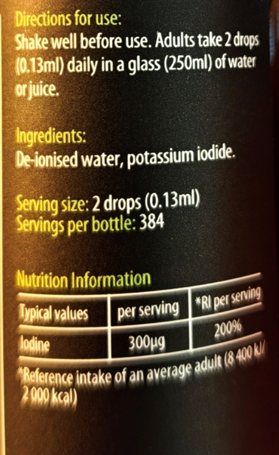 KIKI Ionic Iodine liquid drops providing 300mcg iodine per adult serving
