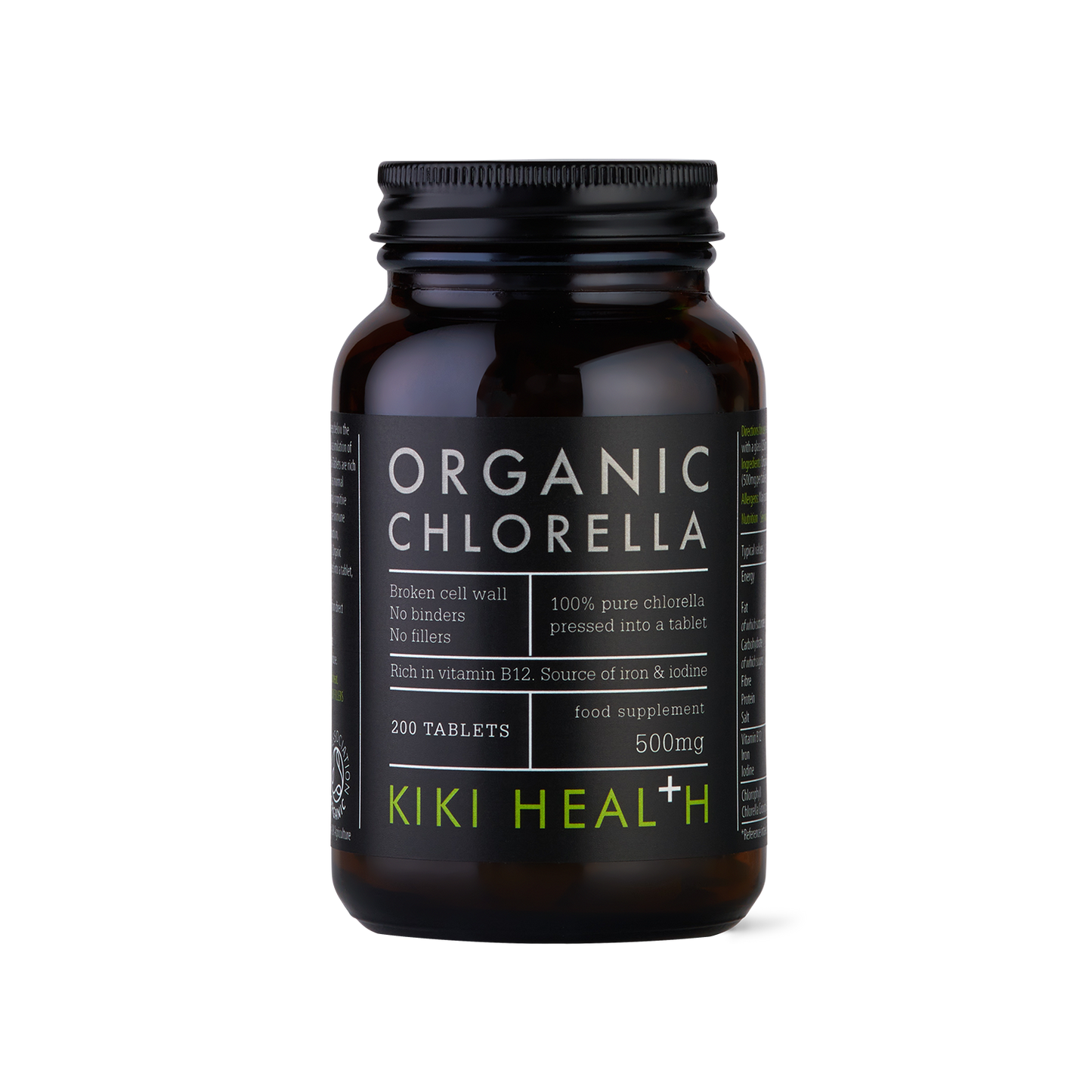 Kiki Organic Chlorella Tablets 200 Tabs – High in Iron, Vitamin B12 & Protein for Detox & Energy
