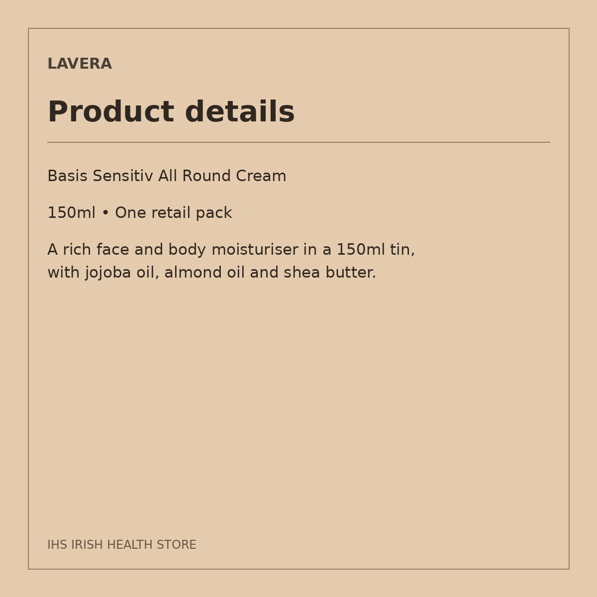 Lavera Basis Sensitiv All Round Cream – 150ml: product details