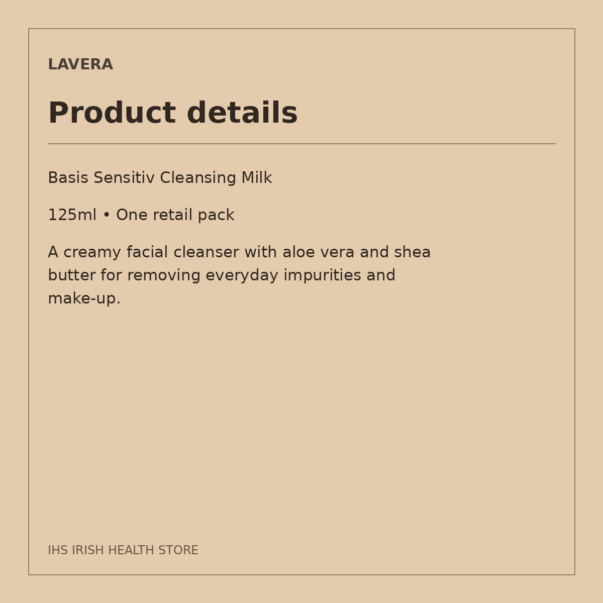 Lavera Basis Sensitiv Cleansing Milk – 125ml: product details
