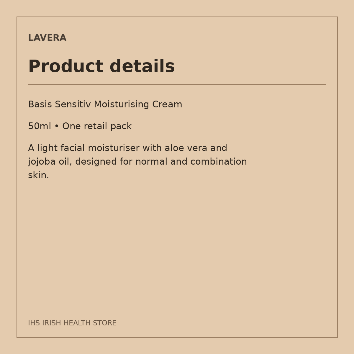 Lavera Basis Sensitiv Moisturising Cream – 50ml: product details