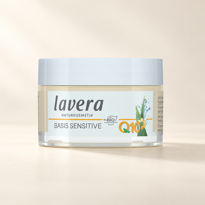 Lavera Basis Sensitive Q10 Anti-Ageing Moisturising Cream 50ml — product packaging, image 3