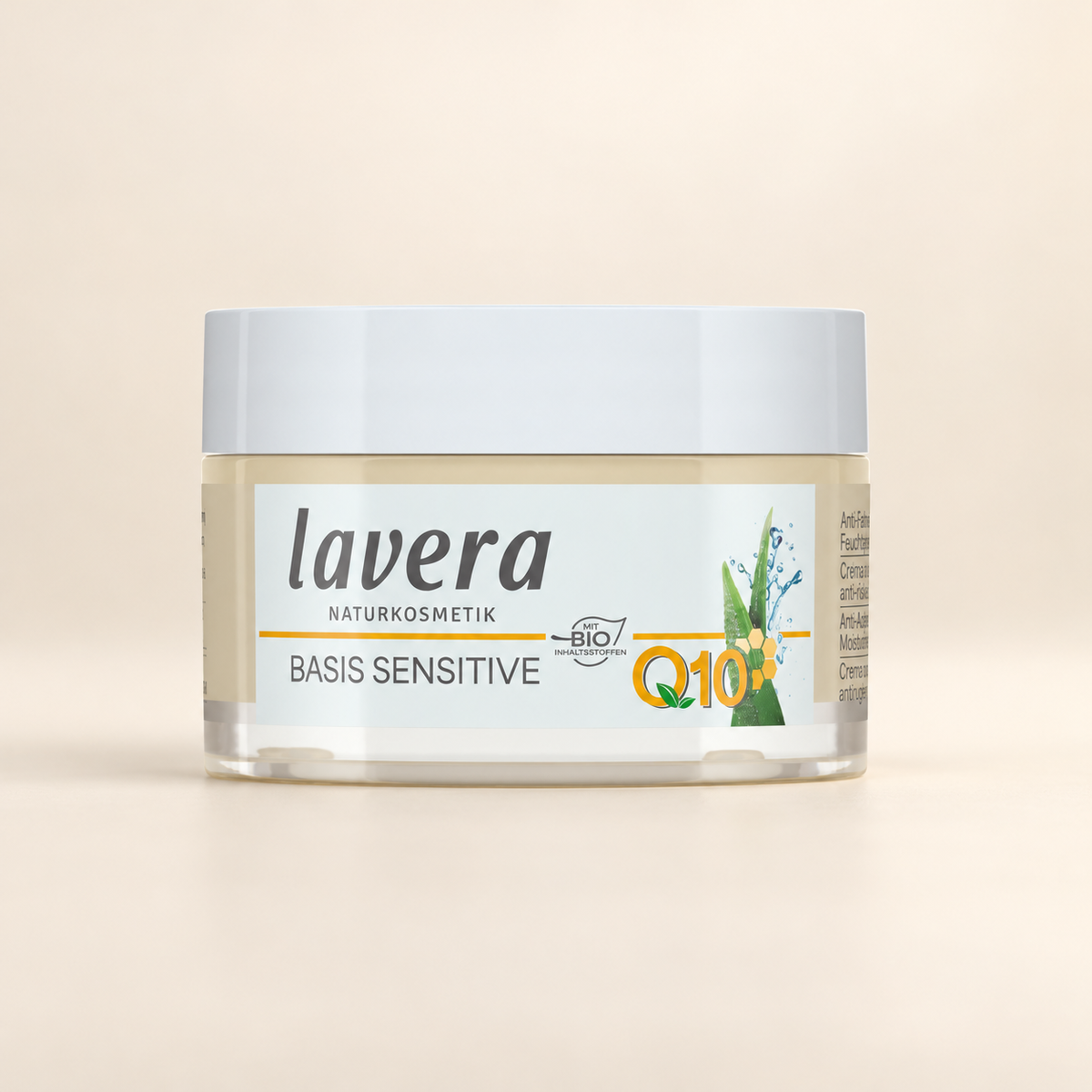 Lavera Basis Sensitive Q10 Anti-Ageing Moisturising Cream 50ml — product packaging, image 4