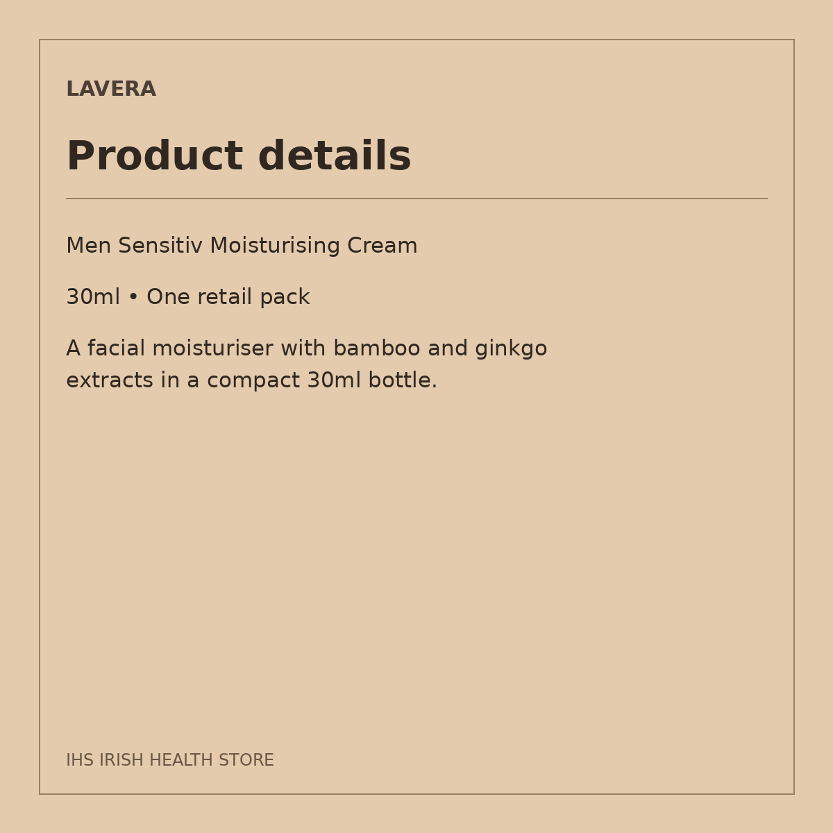 Lavera Men Sensitiv Moisturising Cream – 30ml: product details