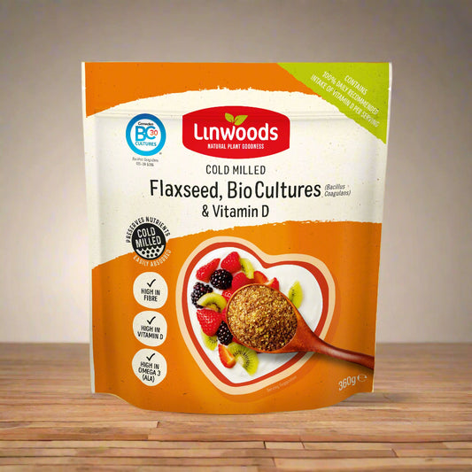 Front view of Linwoods Flaxseed with Probiotic & Vitamin D – 360g