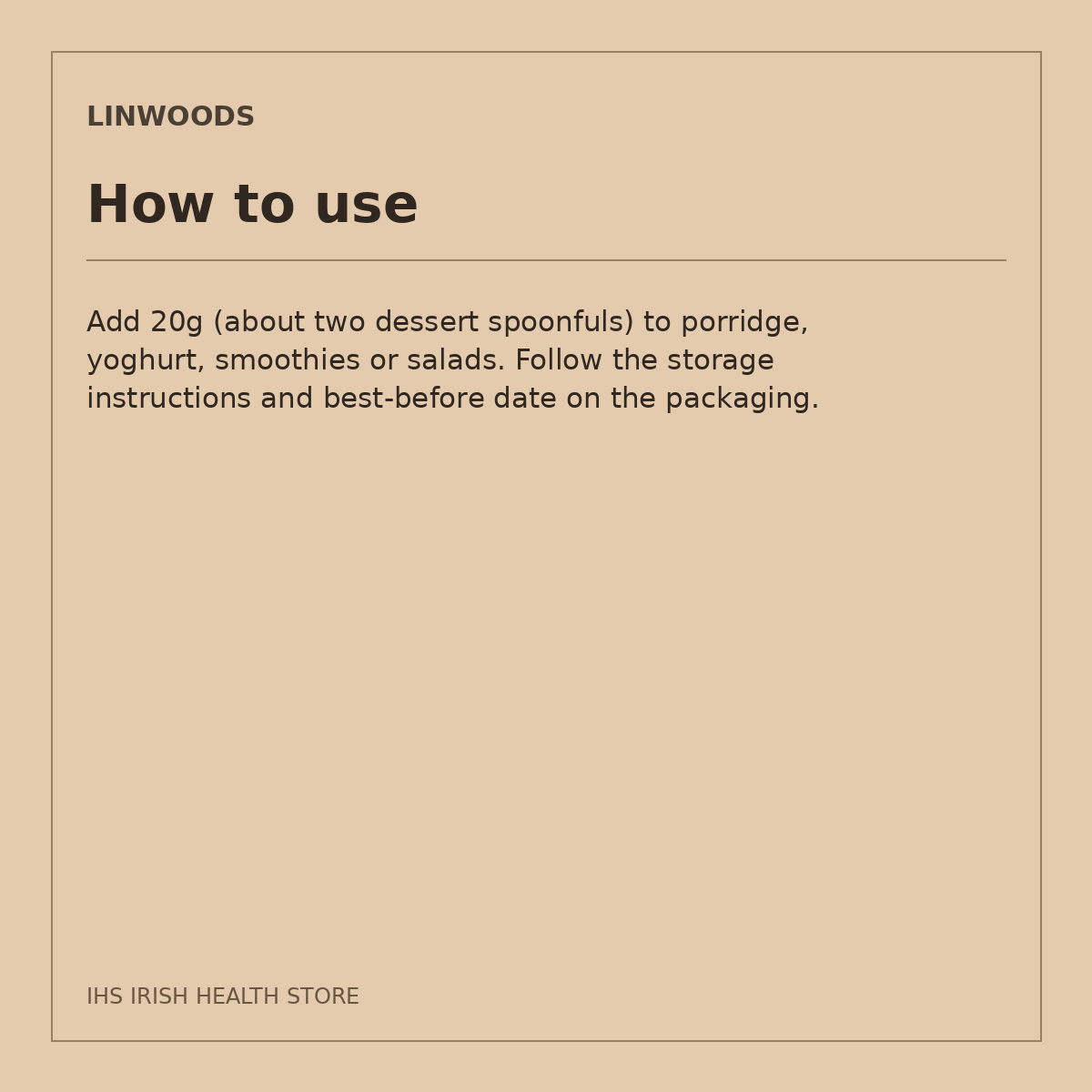 Linwoods Organic Milled Flaxseed & Goji Berries – 425g: how to use