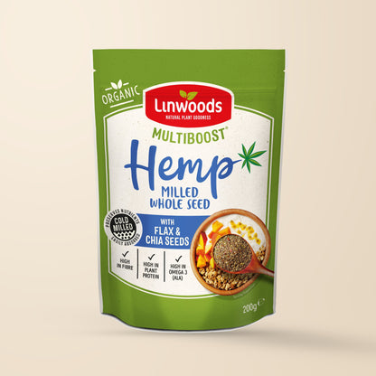 Linwoods Organic Milled Hemp, Flax & Chia – 200g authentic product packaging