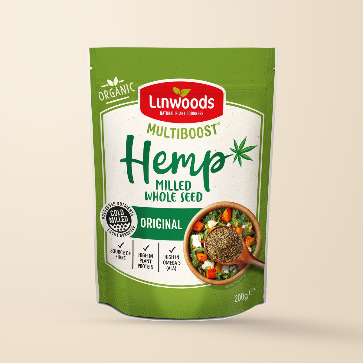 Linwoods Organic Milled Hemp Seed – 200g authentic product packaging