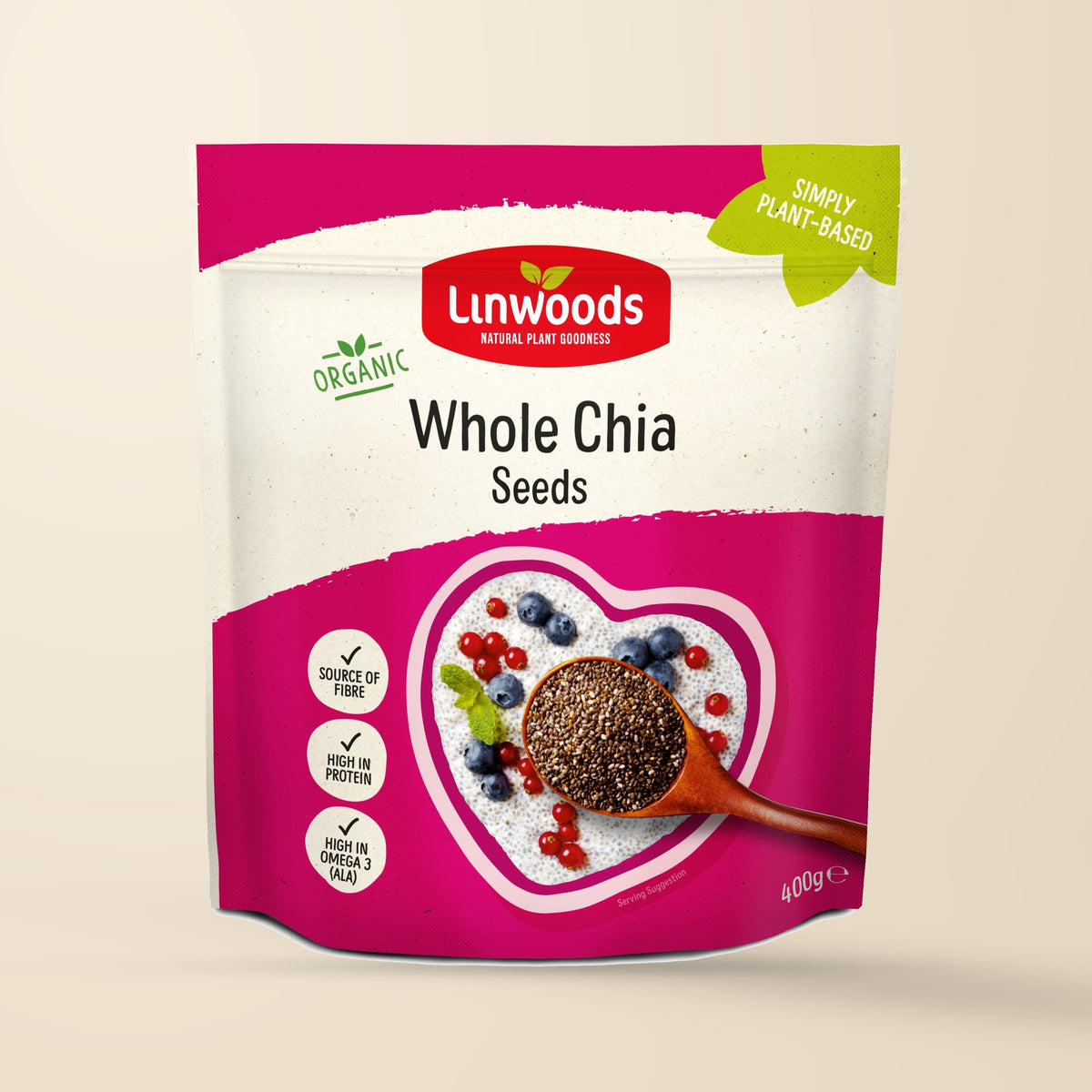 Linwoods Organic Whole Chia Seeds – 400g authentic product packaging