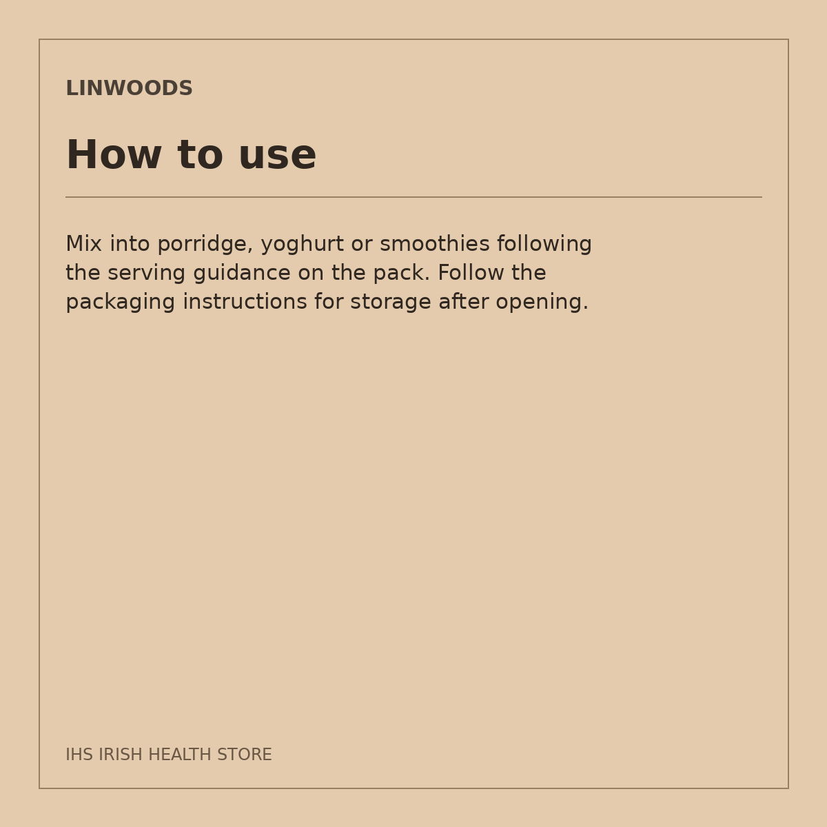 Linwoods Shelled Hemp Seeds – 200g: how to use