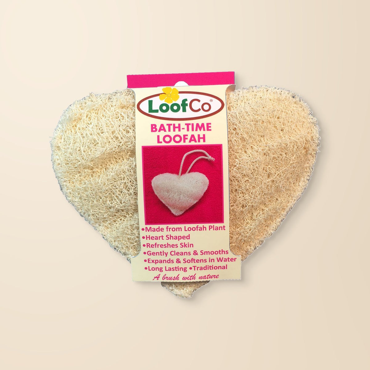 LoofCo Bath-Time Heart Loofah – 1 loofah authentic product packaging