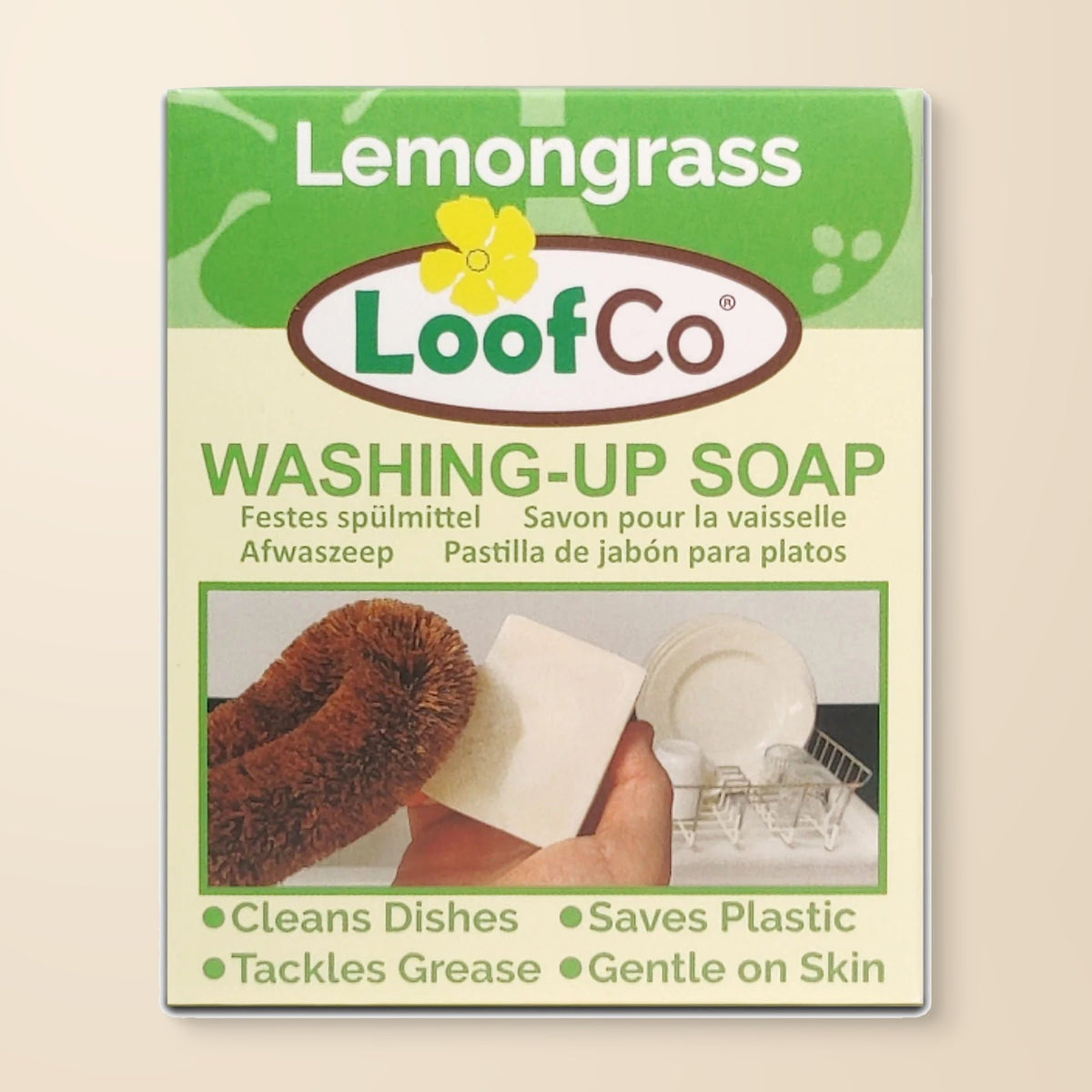 LoofCo Lemongrass Washing-Up Soap Bar – 100g authentic product packaging