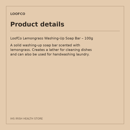 LoofCo Lemongrass Washing-Up Soap Bar – 100g: product details