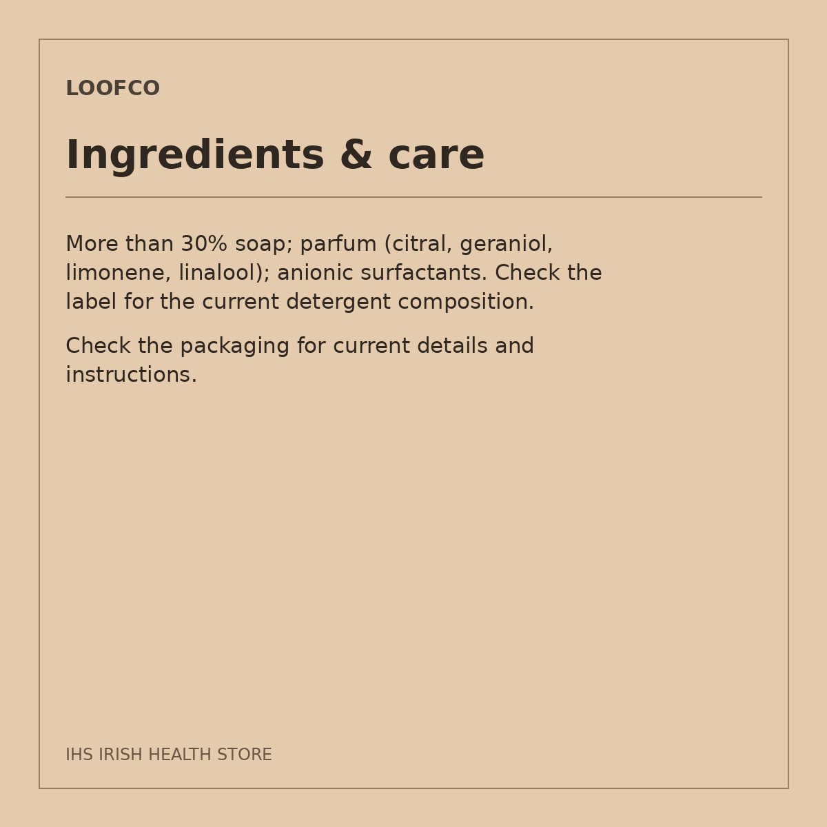 LoofCo Lemongrass Washing-Up Soap Bar – 100g: ingredients & care