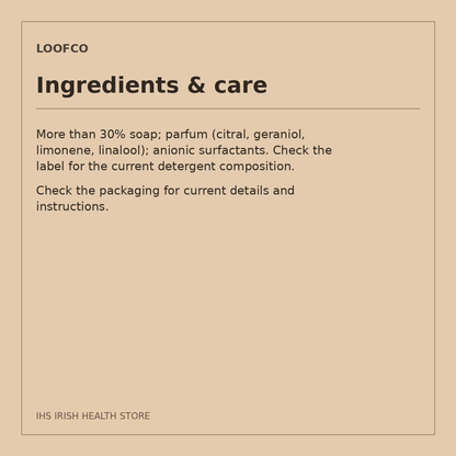 LoofCo Lemongrass Washing-Up Soap Bar – 100g: ingredients & care