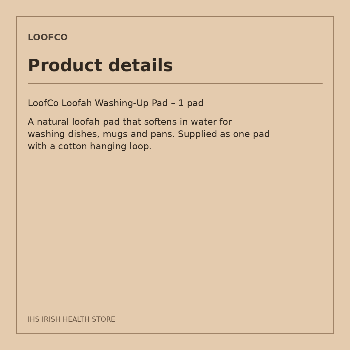 LoofCo Loofah Washing-Up Pad – 1 pad: product details