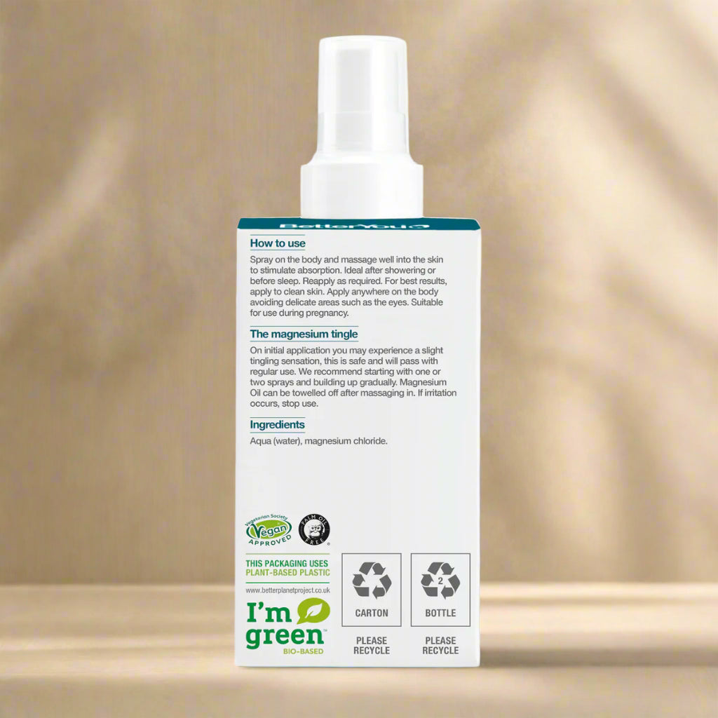 Magnesium chloride oil spray for muscle support and energy balance