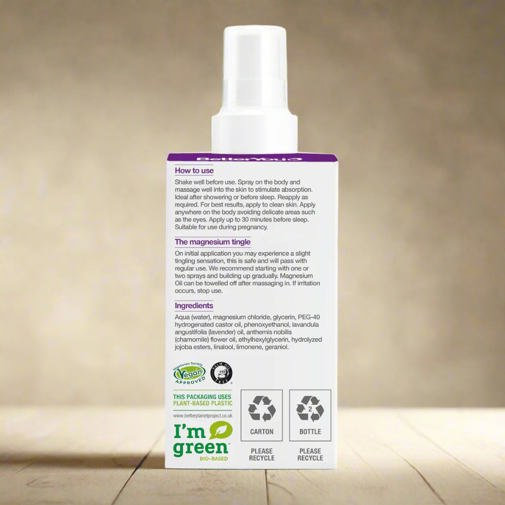 Nighttime magnesium body spray with lavender for relaxation