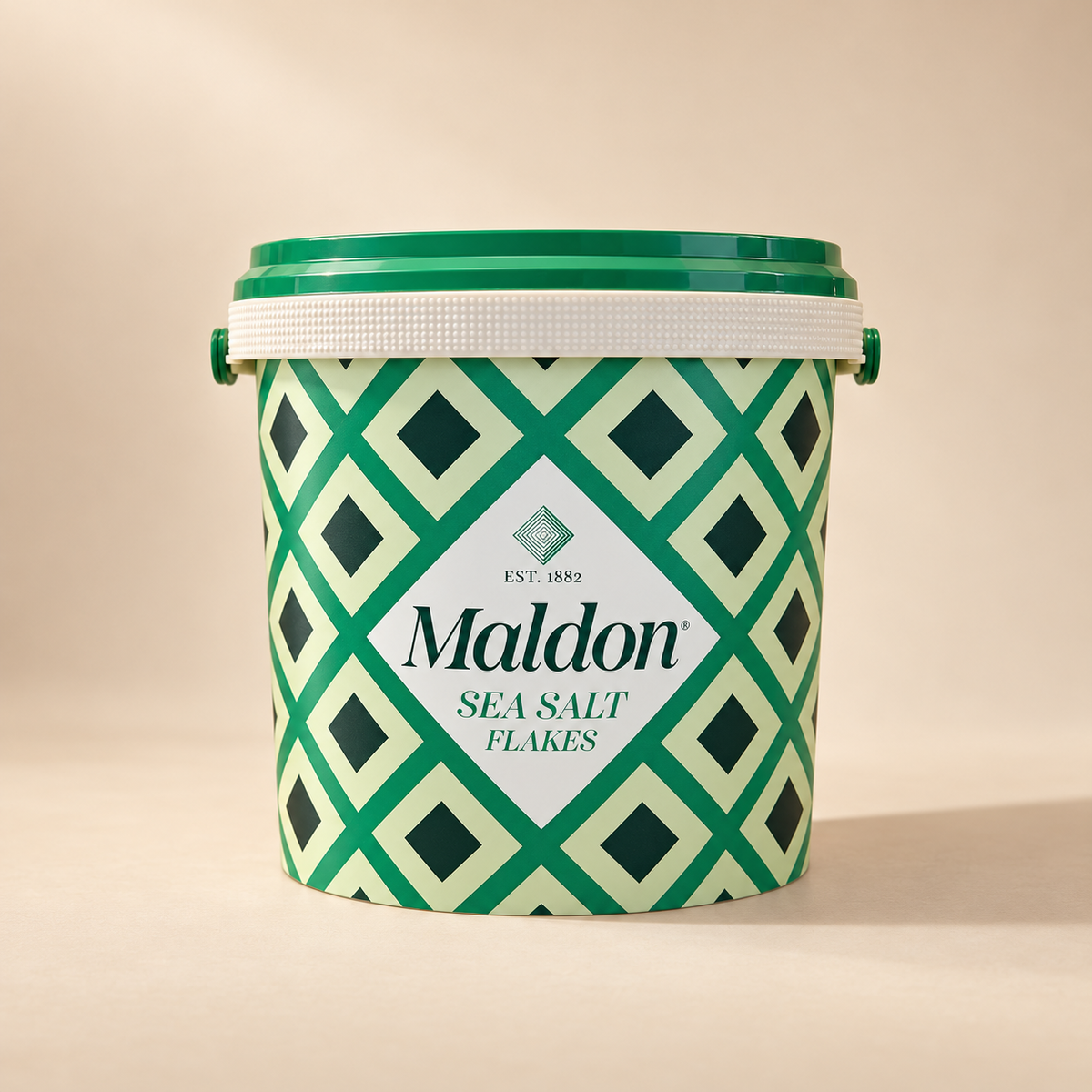 Maldon Sea Salt Flakes 1.4kg current green patterned tub