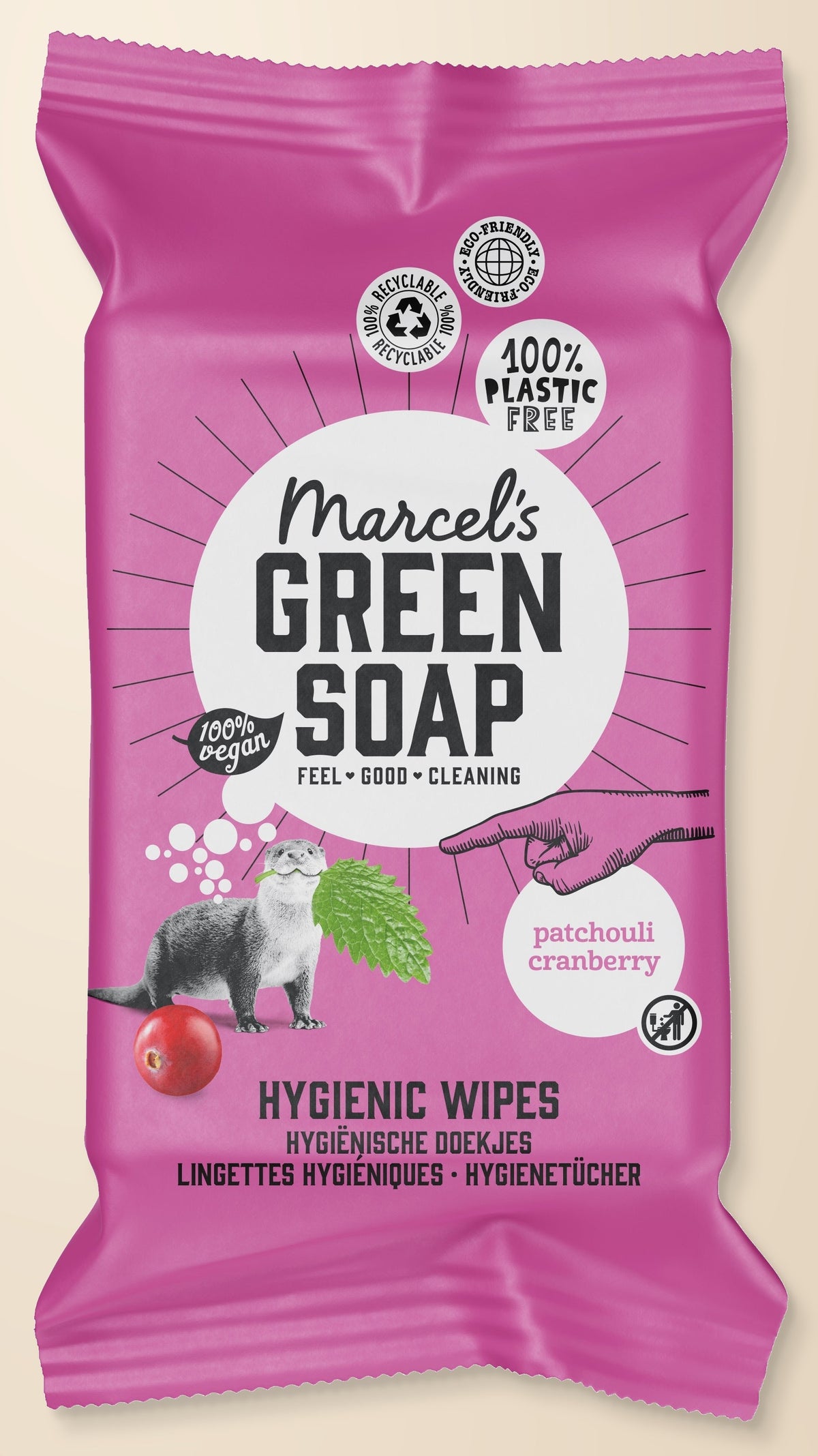Marcel's Green Soap Patchouli & Cranberry Cleaning Wipes – 60 wipes authentic product packaging