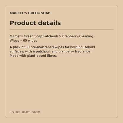 Marcel's Green Soap Patchouli & Cranberry Cleaning Wipes – 60 wipes: product details