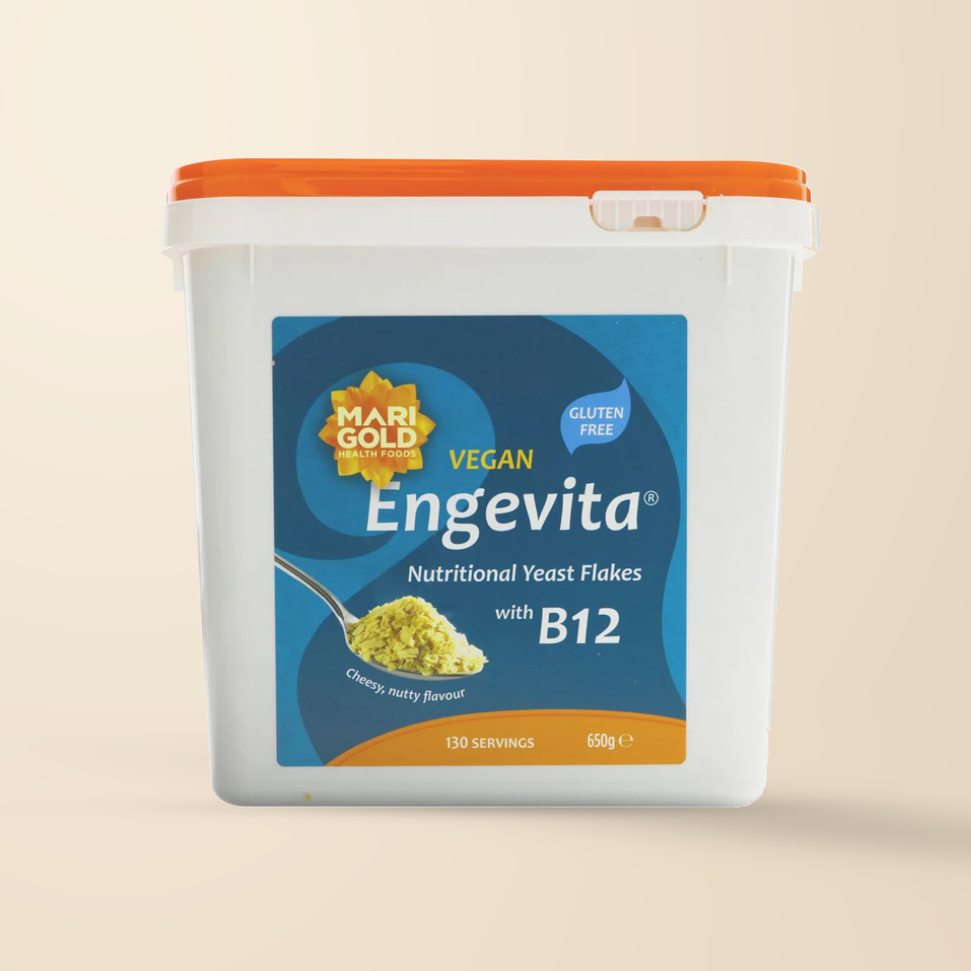 Marigold Engevita Nutritional Yeast Flakes with B12 – 650g authentic product packaging