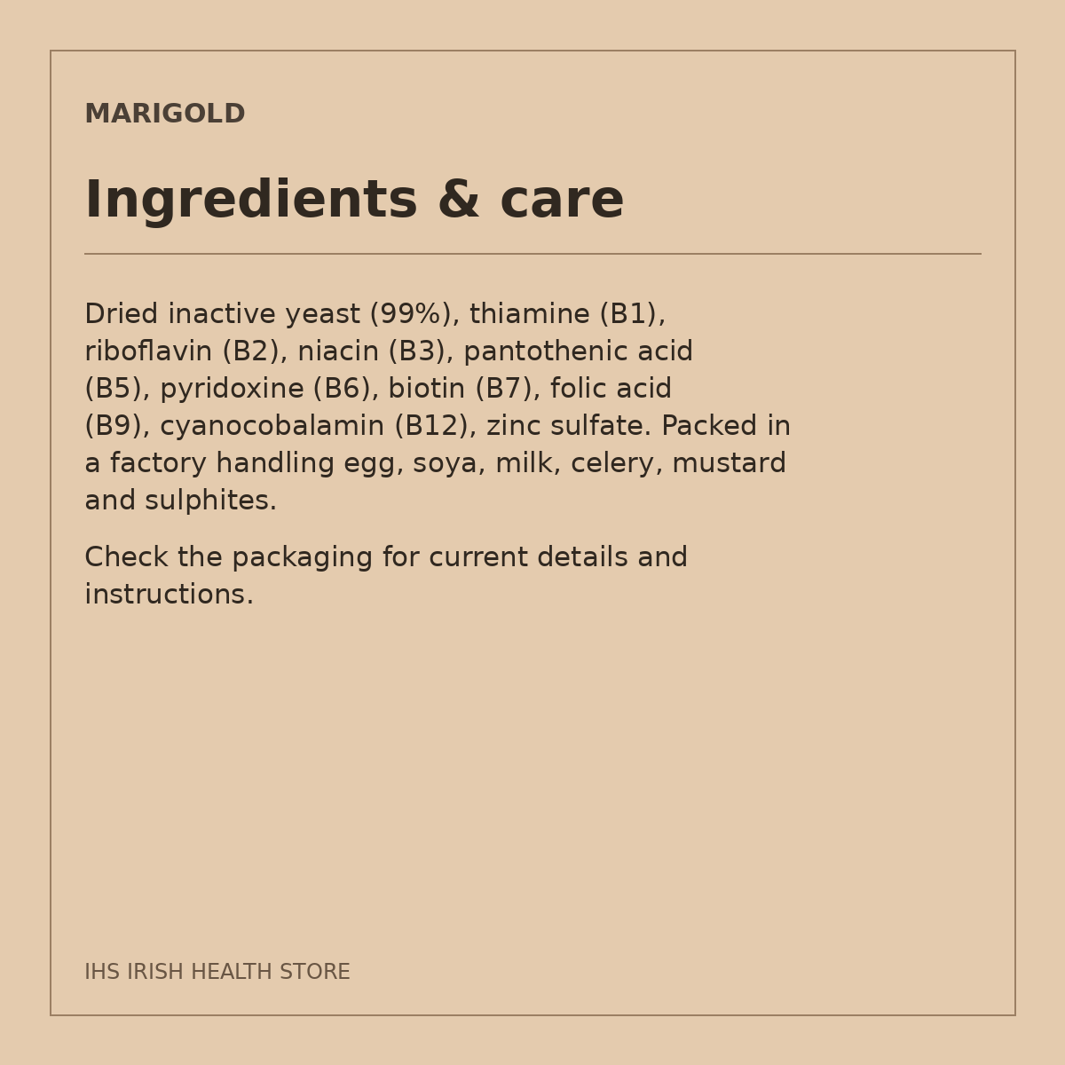 Marigold Engevita Nutritional Yeast Flakes with B12 – 650g: ingredients & care