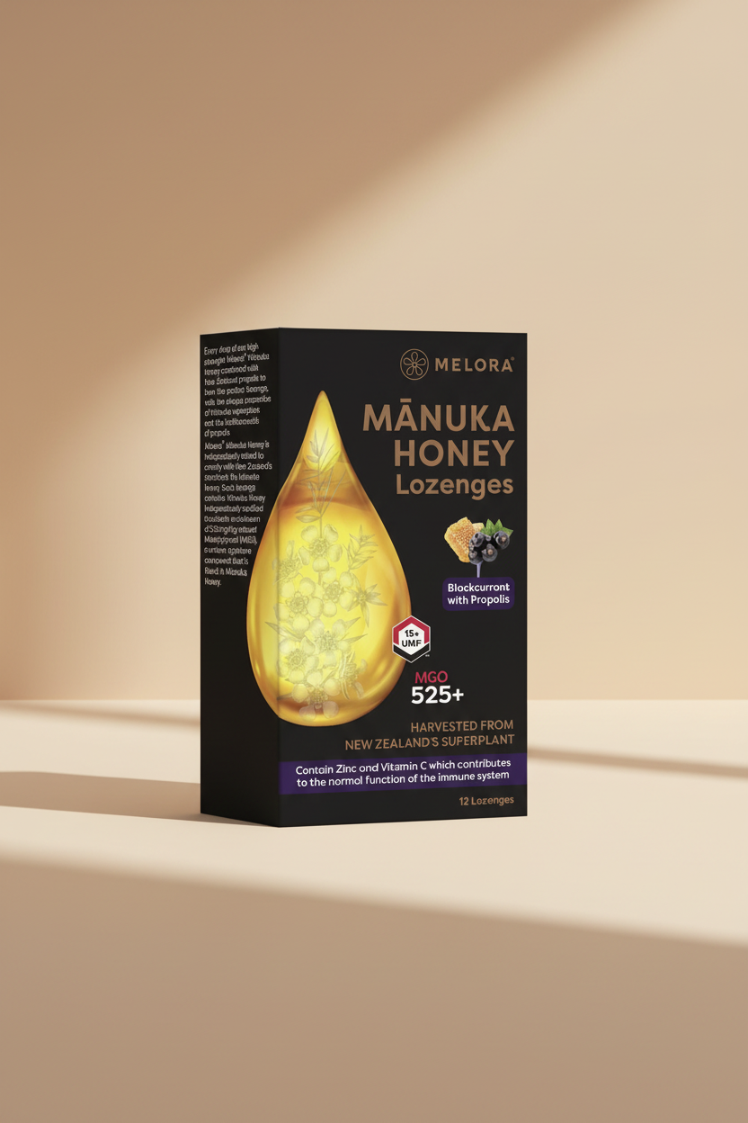 Melora Manuka Honey and Propolis Blackcurrant Lozenges Case 6 x 50g